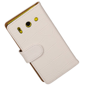 Huawei Ascend G510 Crocodile Booktype Wallet Hoesje Wit