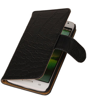 Huawei Ascend G6 Crocodile Booktype Wallet Hoesje Zwart