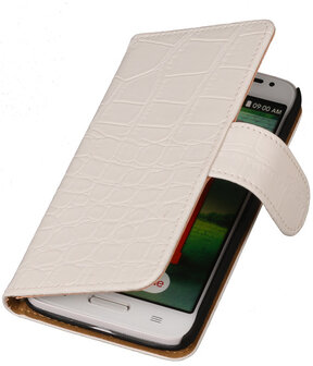 Huawei Ascend G610 Crocodile Booktype Wallet Hoesje Wit