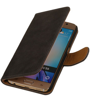 Hout Grijs Samsung Galaxy S6 Book Wallet Case Hoesje