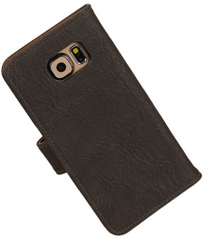 Hout Grijs Samsung Galaxy S6 Book Wallet Case Hoesje