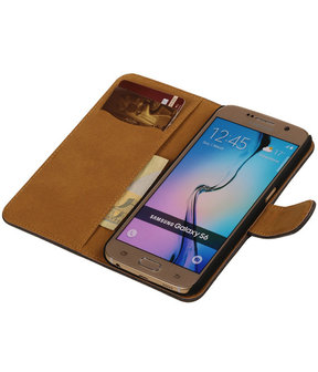 Hout Grijs Samsung Galaxy S6 Book Wallet Case Hoesje