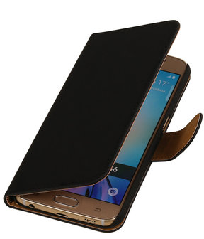 Samsung Galaxy S6 Effen Booktype Wallet Hoesje Zwart
