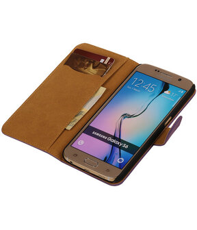 Samsung Galaxy S6 Effen Booktype Wallet Hoesje Paars