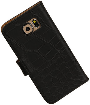 Samsung Galaxy S6 Croco Booktype Wallet Hoesje Zwart