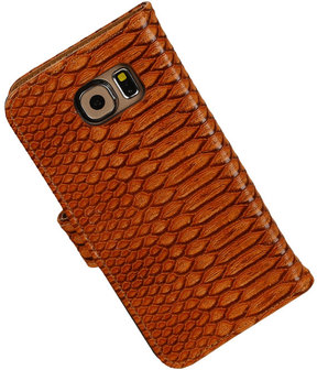 Slang Bruin Samsung Galaxy S6 Book Wallet Case Hoesje