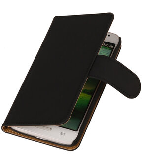 Huawei Ascend G630 Effen Booktype Wallet Hoesje Zwart