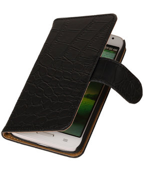 LG G3 Mini Crocodile Booktype Wallet Hoesje Zwart