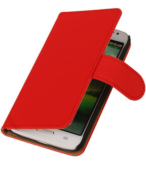 Nokia Lumia 530 Effen Booktype Wallet Hoesje Rood