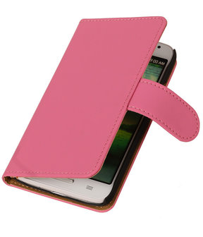 Nokia Lumia 530 Effen Booktype Wallet Hoesje Roze