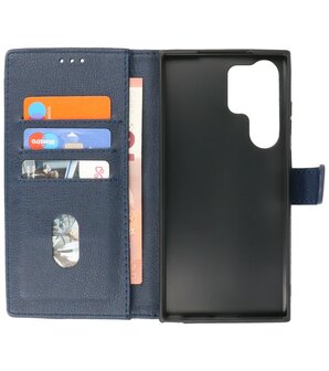 Samsung Galaxy S23 Ultra Hoesje Book Case Portemonnee Telefoonhoesje - Navy