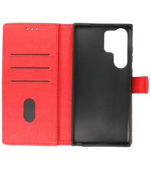 Samsung Galaxy S23 Ultra Hoesje Book Case Portemonnee Telefoonhoesje - Rood