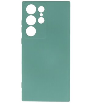 2.0mm Dikke Fashion Telefoonhoesje Siliconen Hoesje voor de Samsung Galaxy S23 Ultra - Donker Groen