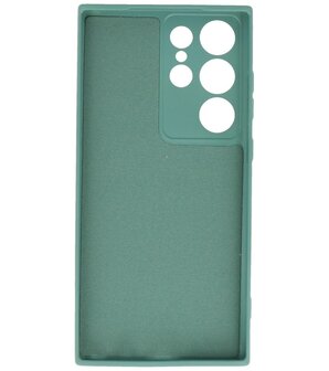 2.0mm Dikke Fashion Telefoonhoesje Siliconen Hoesje voor de Samsung Galaxy S23 Ultra - Donker Groen