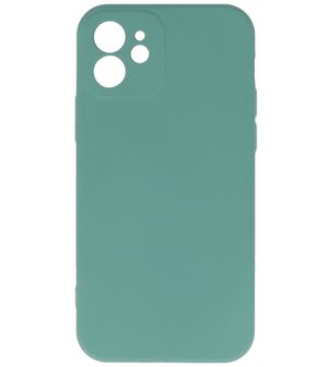 2.0mm Dikke Fashion Telefoonhoesje Siliconen Hoesje voor de iPhone 12 - Donker Groen