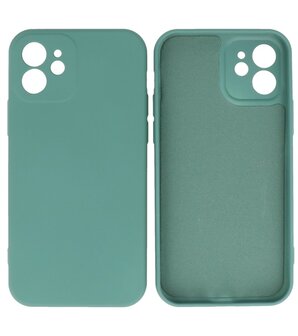 2.0mm Dikke Fashion Telefoonhoesje Siliconen Hoesje voor de iPhone 12 - Donker Groen