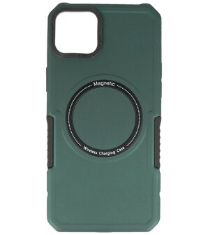 MagSafe Hoesje - Shockproof Back Cover voor de iPhone 14 Plus - Donker Groen