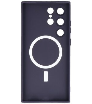 MagSafe Hoesje met Camera Beschermer voor Samsung Galaxy S22 Ultra Nacht Paars