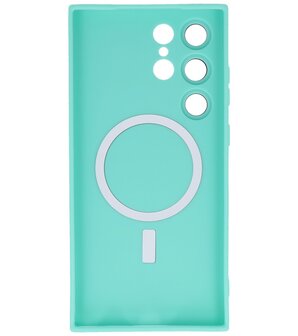 MagSafe Hoesje met Camera Beschermer voor Samsung Galaxy S22 Ultra Turquoise