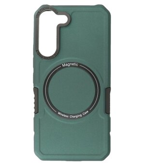 Samsung Galaxy S21 FE MagSafe Hoesje - Shockproof Back Cover - Donker Groen