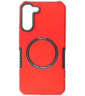 Samsung Galaxy S21 Plus MagSafe Hoesje - Shockproof Back Cover - Rood
