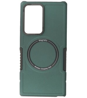 Samsung Galaxy S21 Ultra MagSafe Hoesje - Shockproof Back Cover - Donker Groen