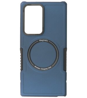 Samsung Galaxy S22 Ultra MagSafe Hoesje - Shockproof Back Cover - Navy
