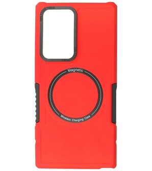Samsung Galaxy S22 Ultra MagSafe Hoesje - Shockproof Back Cover - Rood