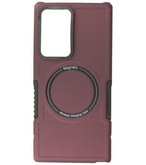 Samsung Galaxy S22 Ultra MagSafe Hoesje - Shockproof Back Cover - Bordeaux Rood