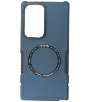 Samsung Galaxy S23 Ultra MagSafe Hoesje - Shockproof Back Cover - Navy
