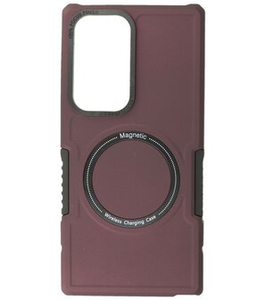Samsung Galaxy S23 Ultra MagSafe Hoesje - Shockproof Back Cover - Bordeaux Rood