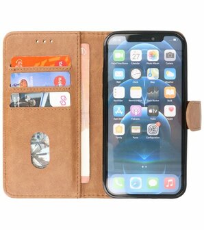 iPhone 15 Hoesje Book Case Telefoonhoesje Bruin