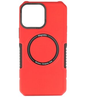 MagSafe Hoesje - Shockproof Back Cover voor de iPhone 14 Pro - Rood