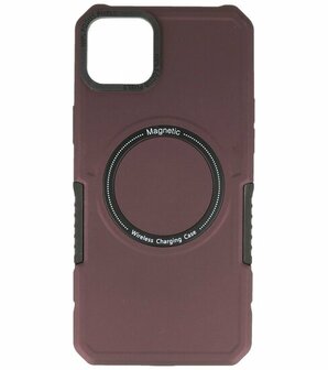 MagSafe Hoesje - Shockproof Back Cover voor de iPhone 15 Plus - Bordeaux Rood