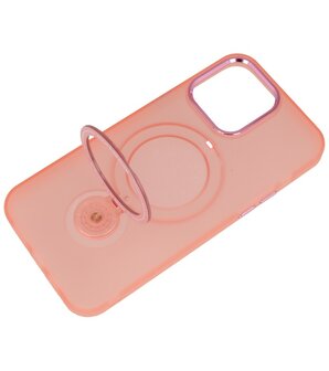 Magsafe Mat Transparant Case met Staande Functie voor iPhone 14 Pro Max Roze