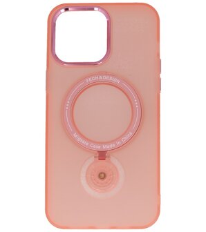 Magsafe Mat Transparant Case met Staande Functie voor iPhone 15 Pro Max Roze