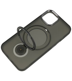 Magsafe Mat Transparant Case met Staande Functie voor iPhone 15 Plus Zwart