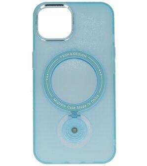 Magsafe Mat Transparant Case met Staande Functie voor iPhone 15 Plus Blauw