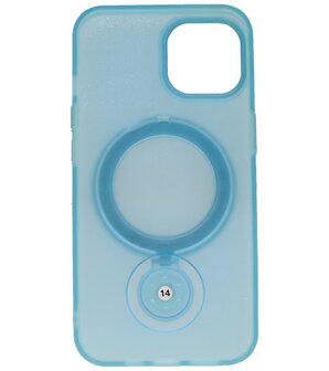 Magsafe Mat Transparant Case met Staande Functie voor iPhone 15 Plus Blauw