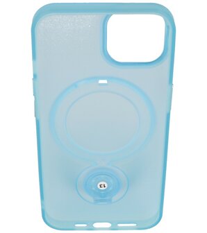 Magsafe Mat Transparant Case met Staande Functie voor iPhone 15 Plus Blauw