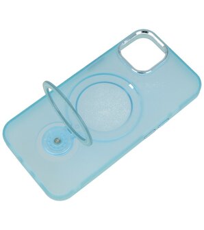 Magsafe Mat Transparant Case met Staande Functie voor iPhone 15 Plus Blauw