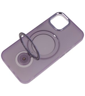 Magsafe Mat Transparant Case met Staande Functie voor iPhone 15 Plus Paars