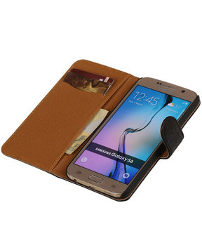 Echt Leer Bookcase Zwart - Samsung Galaxy A3