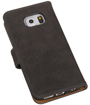 Hout Grijs Samsung Galaxy S6 Edge Book Wallet Case Hoesje