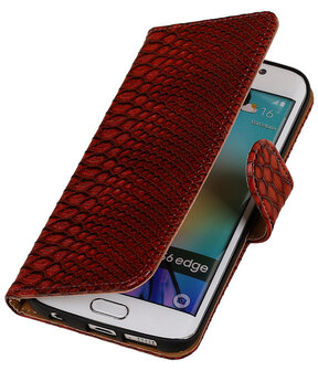 Slang Rood Samsung Galaxy S6 Edge Book Wallet Case Hoesje