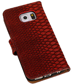 Slang Rood Samsung Galaxy S6 Edge Book Wallet Case Hoesje