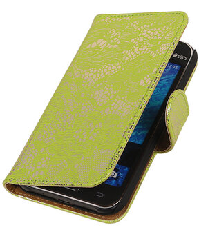 Groen Lace / Kant Design Bookcover Hoesje Samsung Galaxy J1