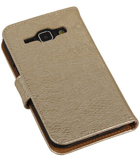 Goud Lace / Kant Design Bookcover Hoesje Samsung Galaxy J1