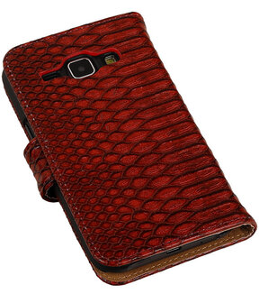 Rood Slangen / Snake Design Book Cover Hoesje Samsung Galaxy J1