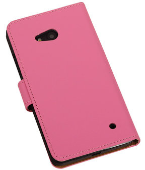 Microsoft Lumia 640 Effen Booktype Wallet Hoesje Roze